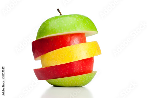 Combination of green, yellow and red apples