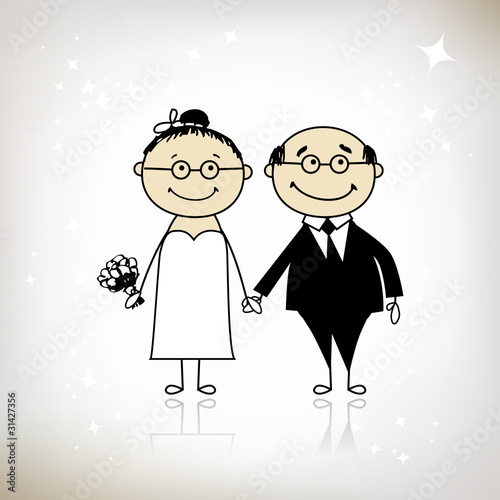Wedding ceremony - bride and groom together for your design