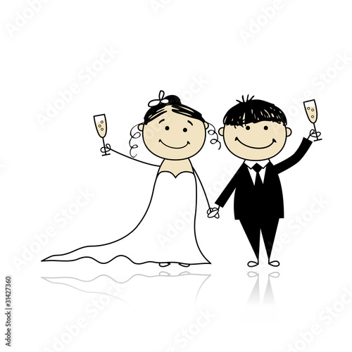 Wedding ceremony - bride and groom together for your design