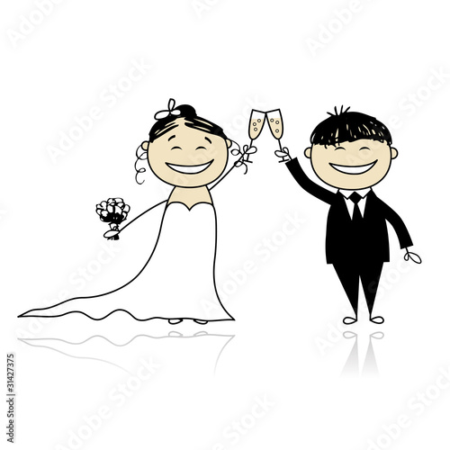 Wedding ceremony - bride and groom together for your design