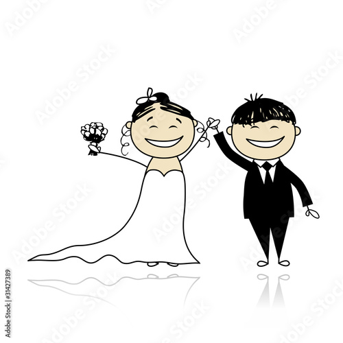 Wedding ceremony - bride and groom together for your design