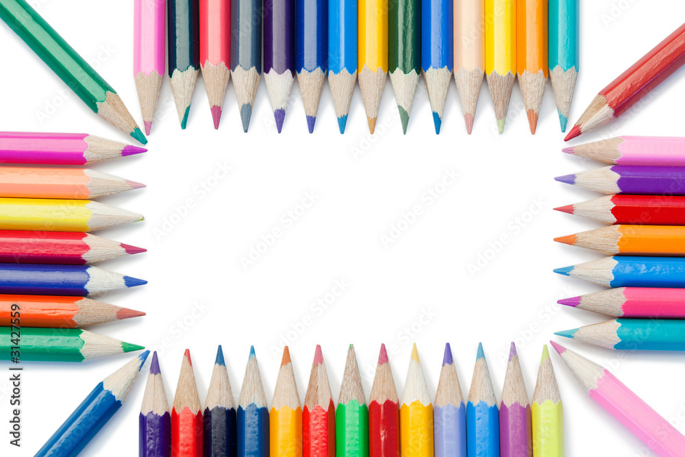 Fototapeta premium Color pencils forming a rectangle