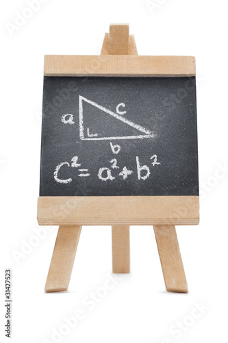 Chalkboard with a mathematical formula and a geomerical figure w photo