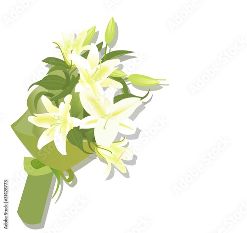 a fragment of white lilies ' bunch on a white background