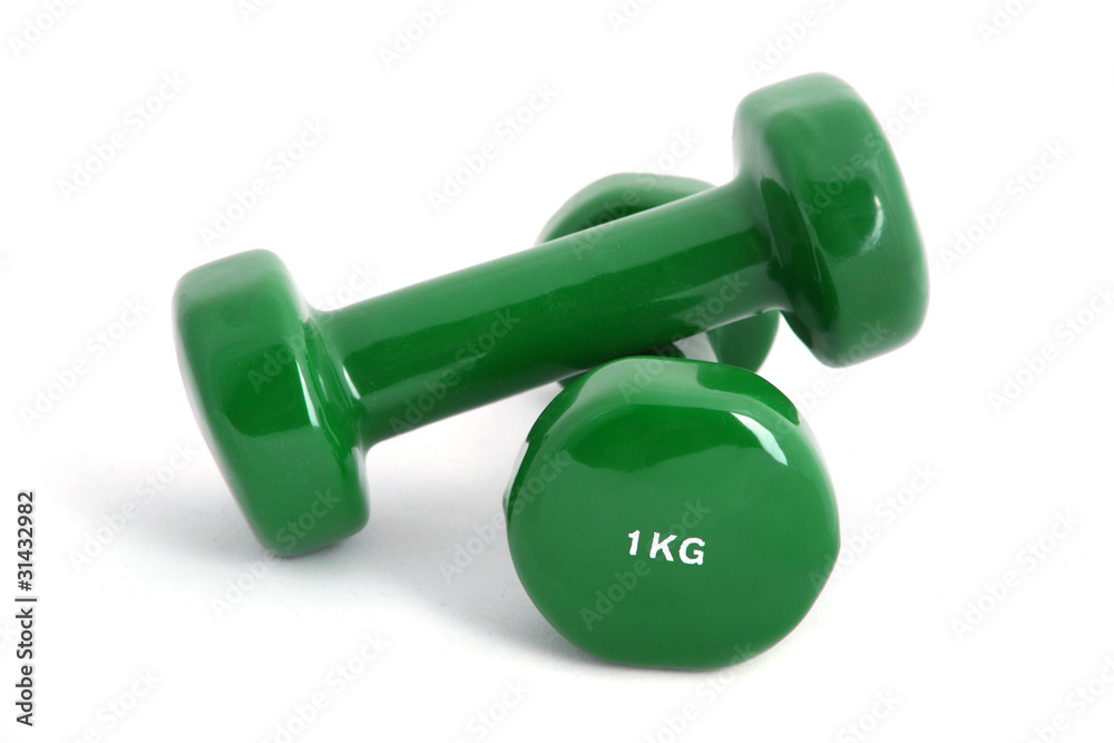 1 kg rubber coated dumbbell on white background 1 kg rubber coated dumbbell on white background