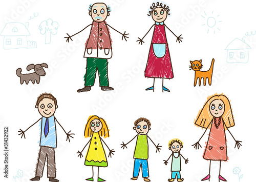 Kids Drawing. Family