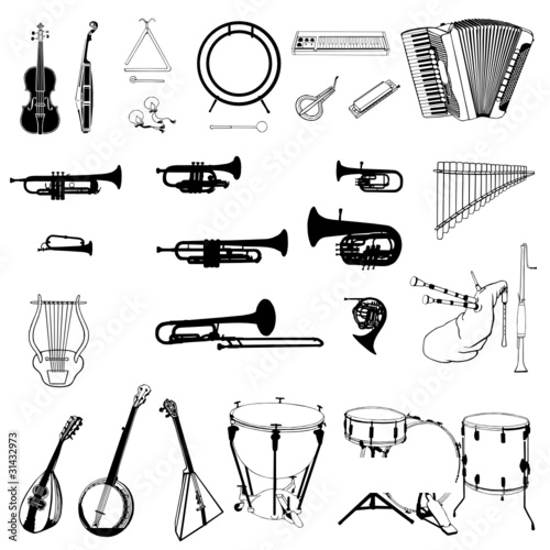 music instruments collection vector photo