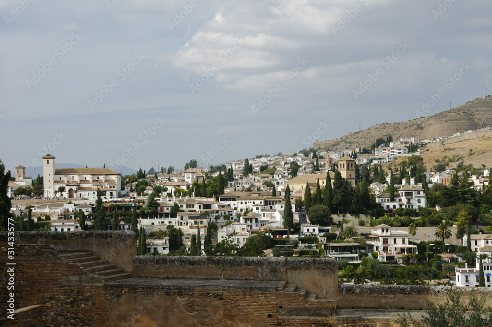 View of the Albaicin, the Arabic district of Granada, Spain, and