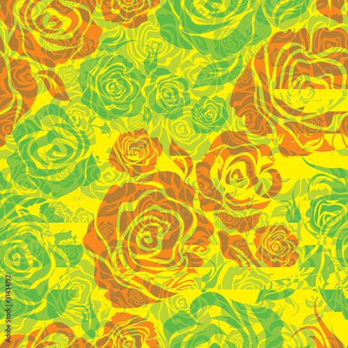 Vector Seamless floral pattern with rose flower