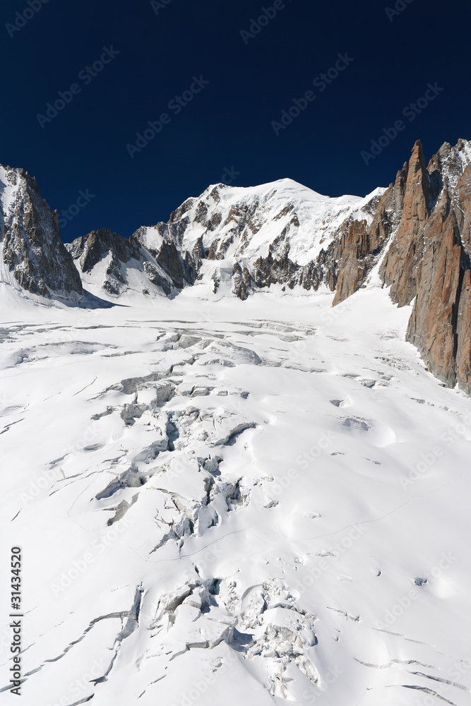 Mont Blanc massif and Mer de Glace glacier