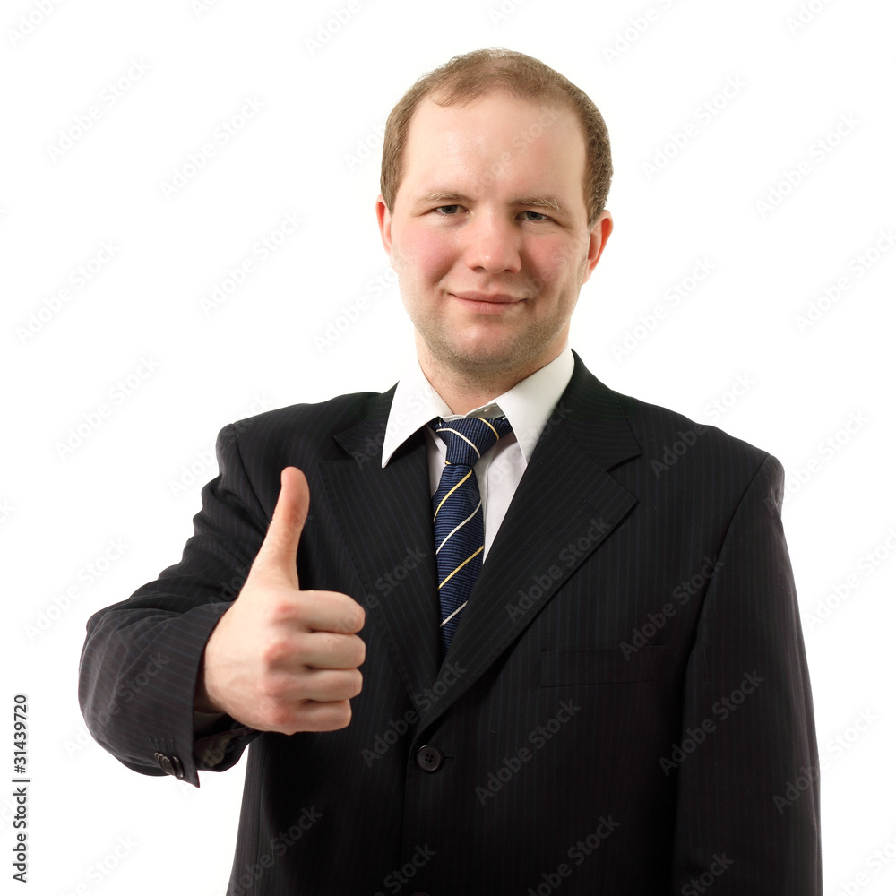 successful businessman thumb up isolated on white successful businessman thumb up isolated on white