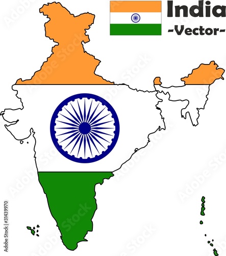 Indienvektor mit Flagge in Hintergrund