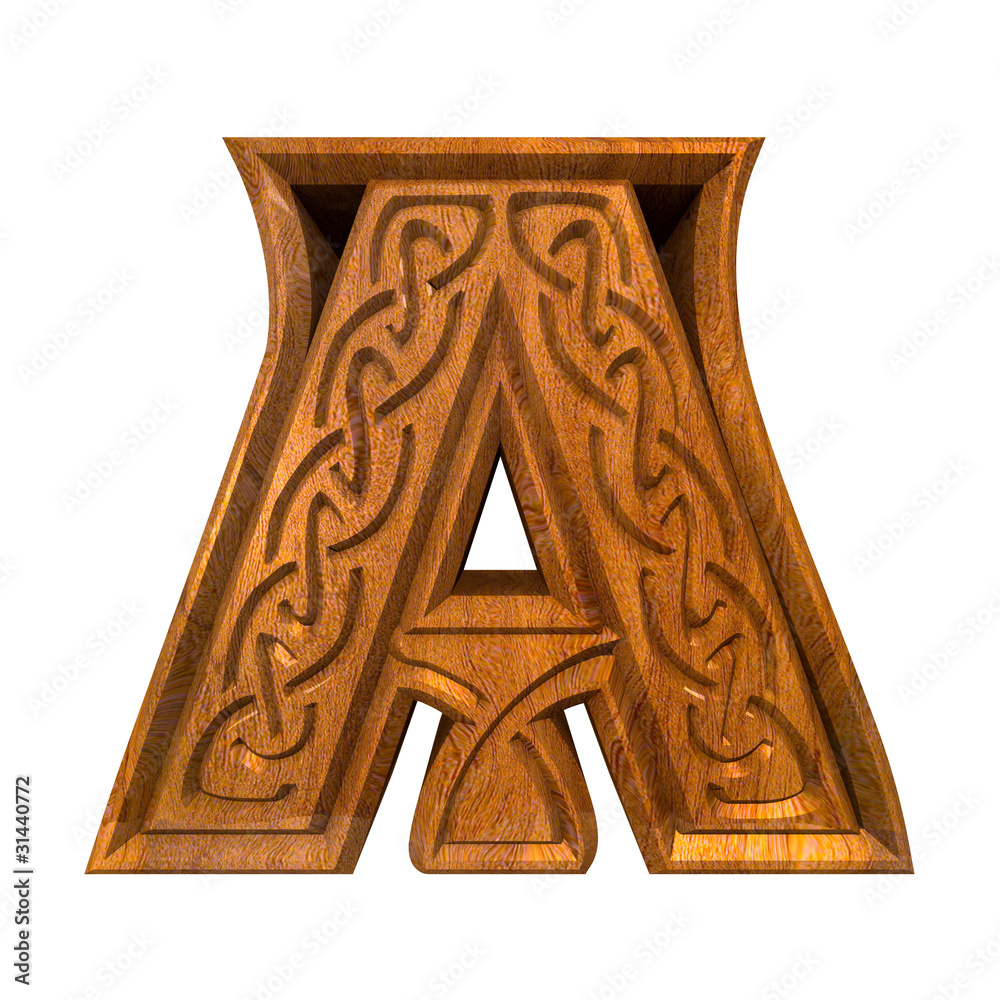 3d illustration of Celtic alphabet letter A 3d illustration of Celtic alphabet letter A