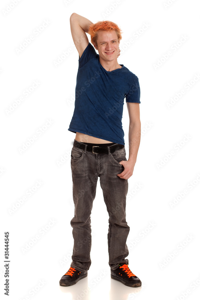 Fototapeta premium Young Man in Blue Shirt