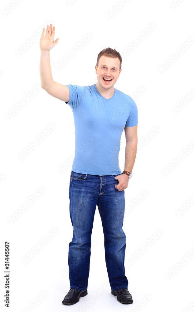 Full length of a handsome business man with hands Full length of a handsome business man with hands