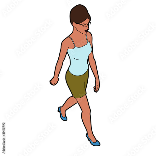 isometric woman walking