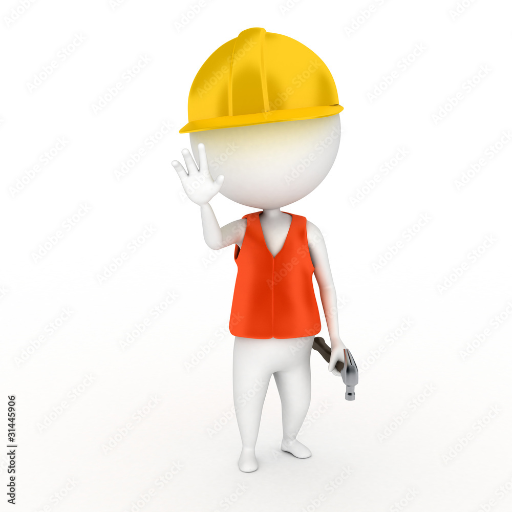 a 3d renderend illustration of a little construction guy