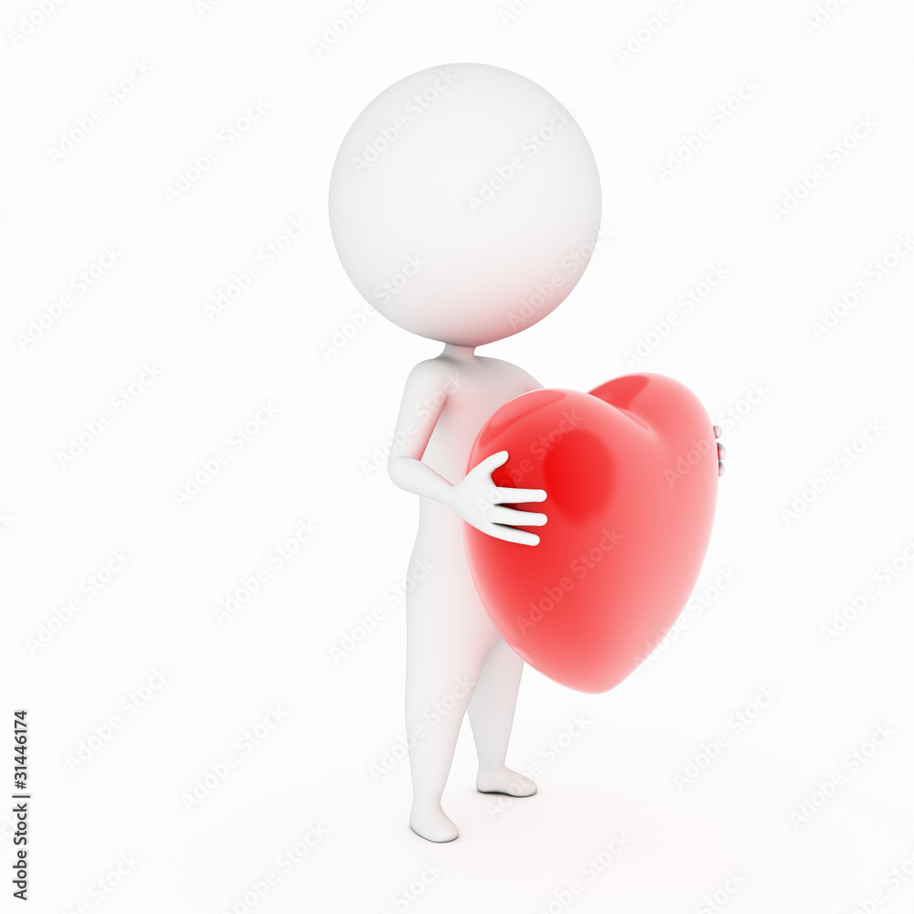 a 3d rendered illustration of a small guy with a heart a 3d rendered illustration of a small guy with a heart