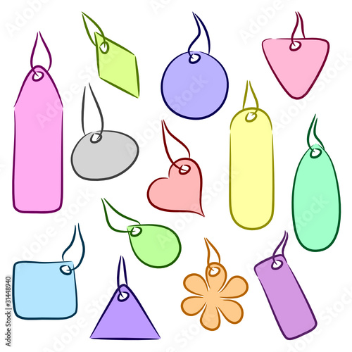 set of colored tags