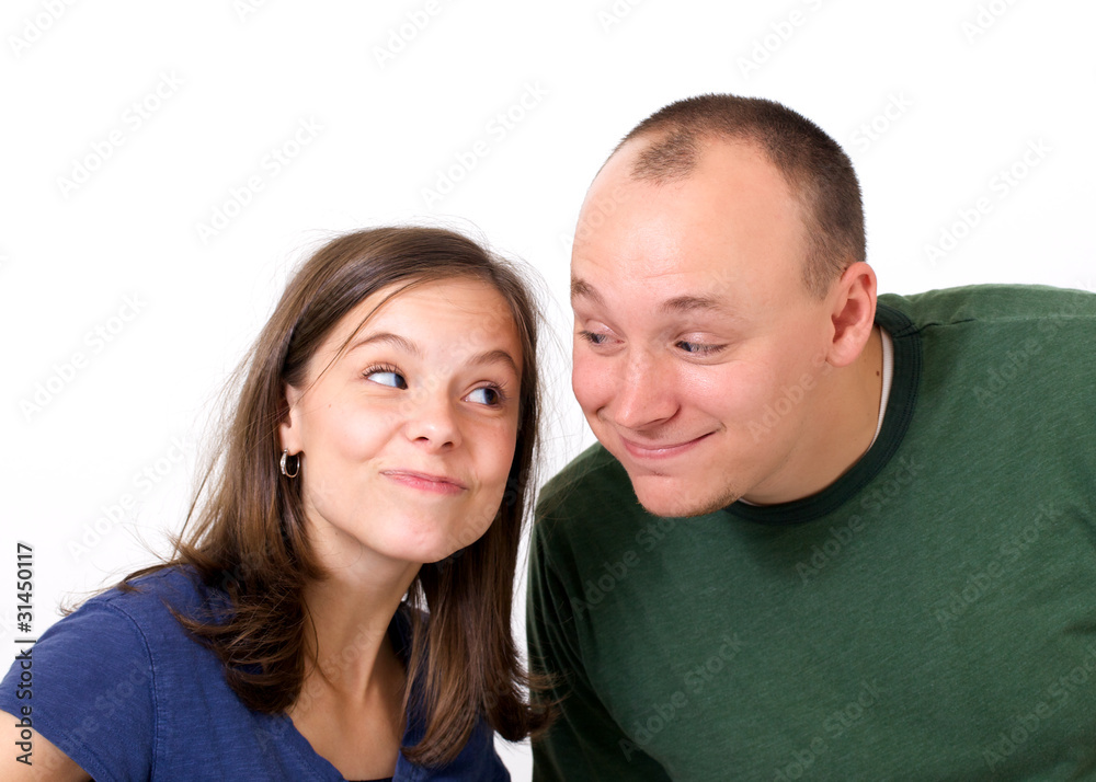 Wife and husband looking at each other