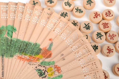 chinese chess and hand fan
