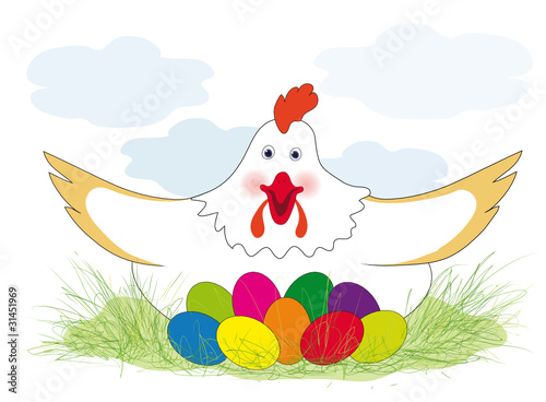 Osternest mit Huhn