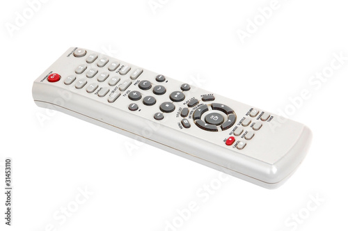 Remote control for dvd set on white background