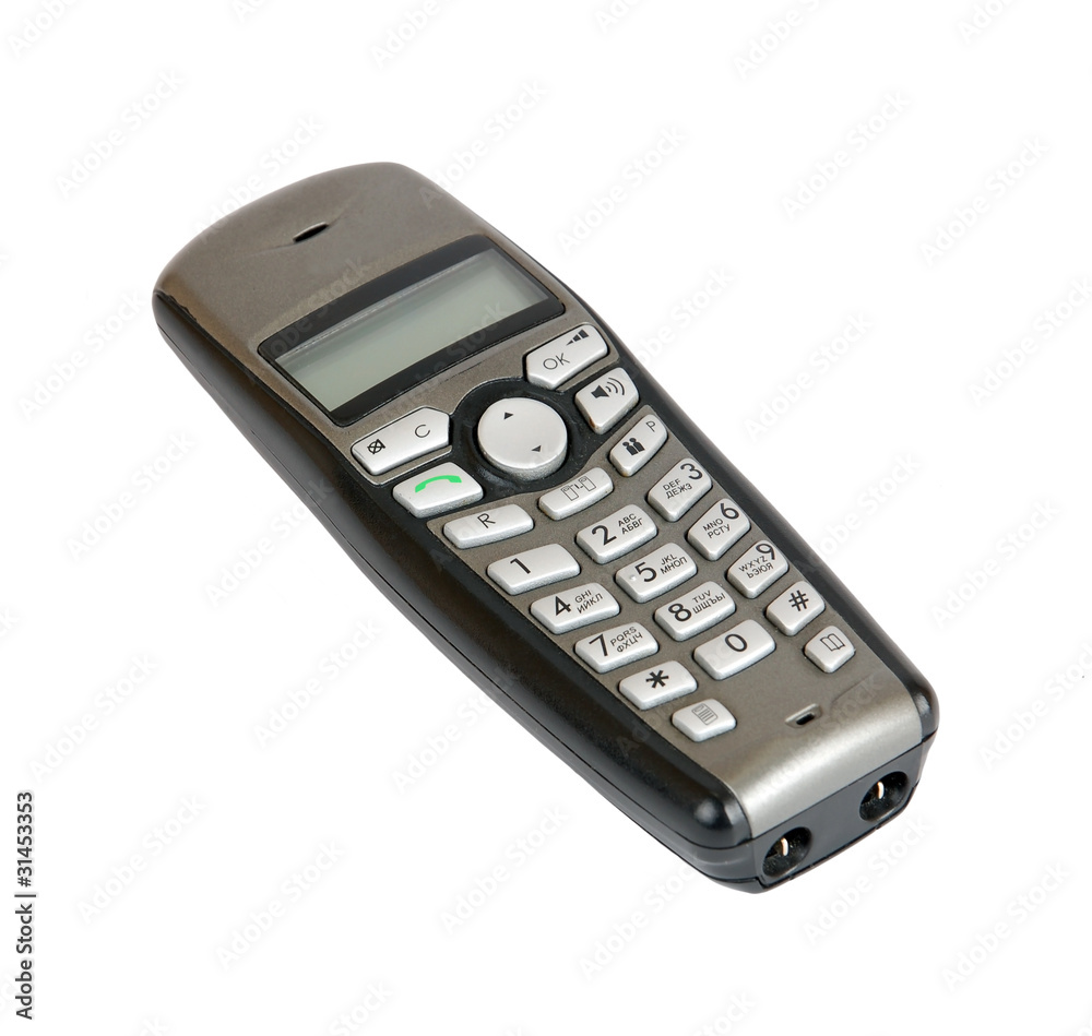 Cordless phone handset, isolated on white background