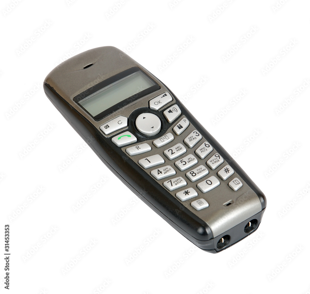 Cordless phone handset, isolated on white background Cordless phone handset, isolated on white background