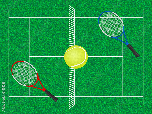 tennis court ball and rackets © Julydfg
