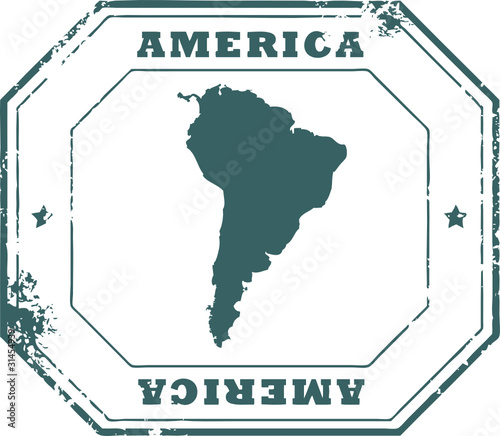 Stamp with the text America written inside the stamp