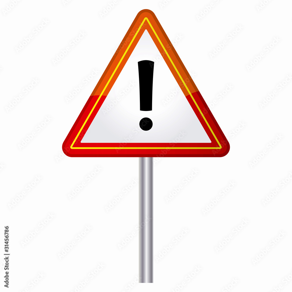 Red triangle warning sign on white background. Red triangle warning sign on white background.