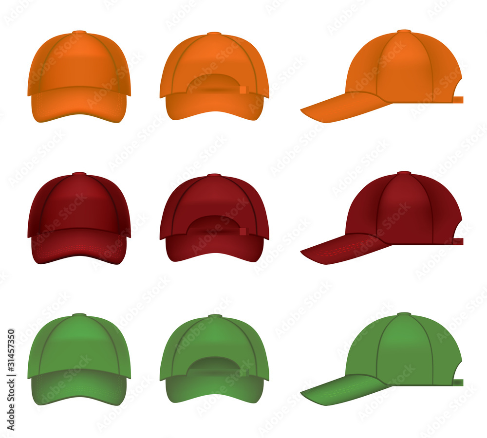 Set of colorful baseball caps Set of colorful baseball caps