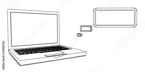 laptop with message box sign
