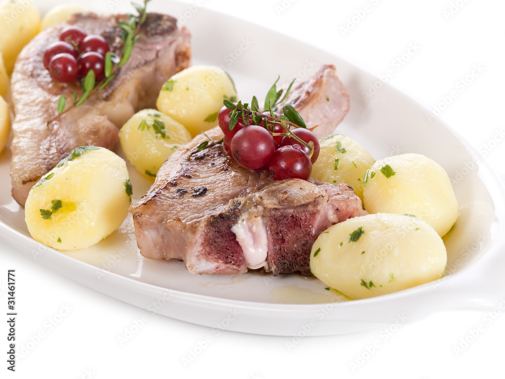 lamb rib with redcurrant and potatoes-costolette agnello e ribes lamb rib with redcurrant and potatoes-costolette agnello e ribes