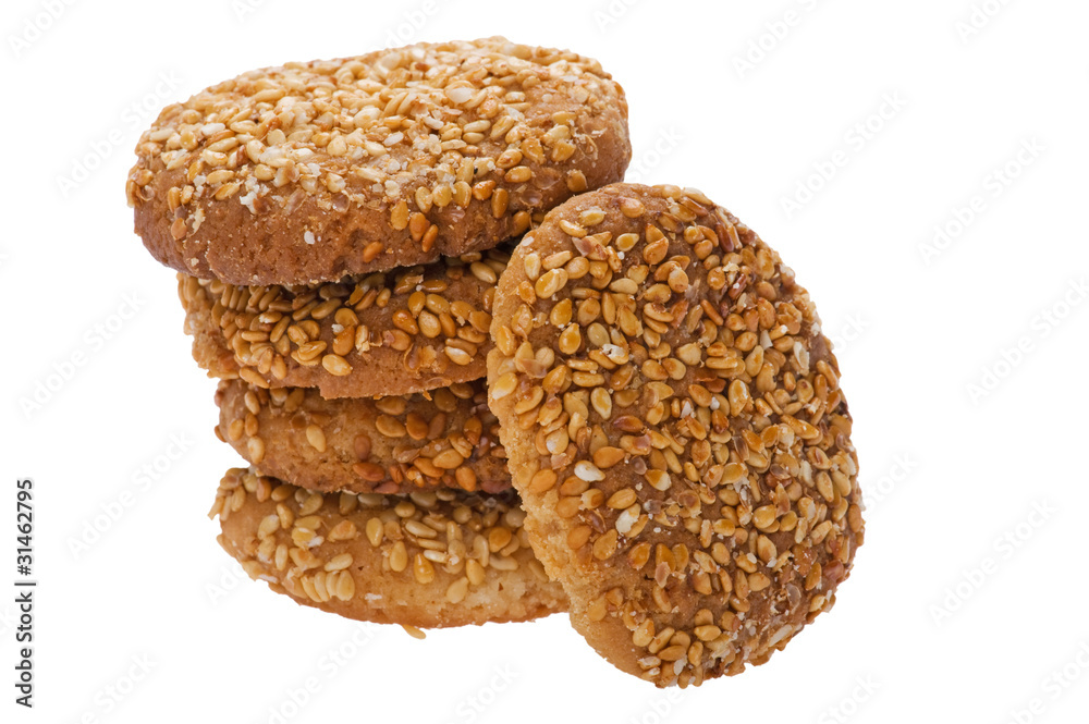 cookies with sesame seeds close up