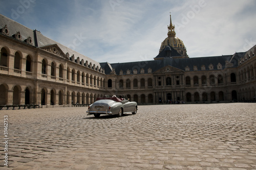 Vintage wedding car in a luxury destination