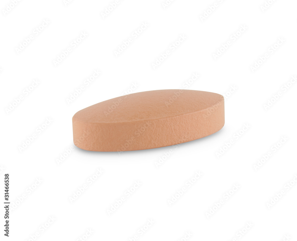 Orange pill macro with clipping path isolated on white Orange pill macro with clipping path isolated on white