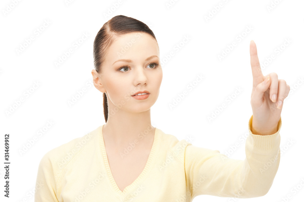 businesswoman working with something imaginary businesswoman working with something imaginary