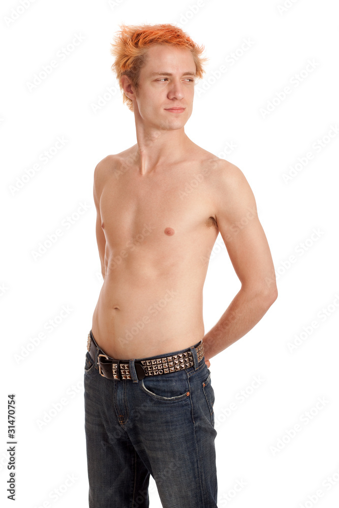 Fototapeta premium Shirtless Man in Jeans