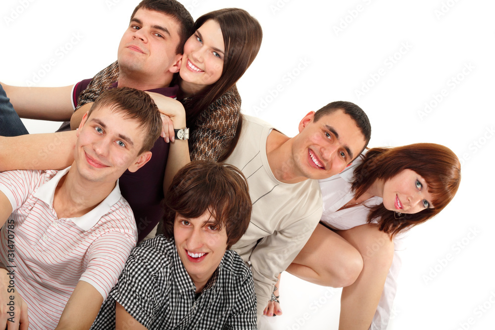 students happy group isolated on white students happy group isolated on white