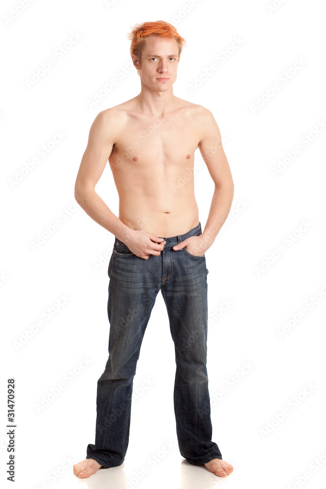 Shirtless Man in Jeans