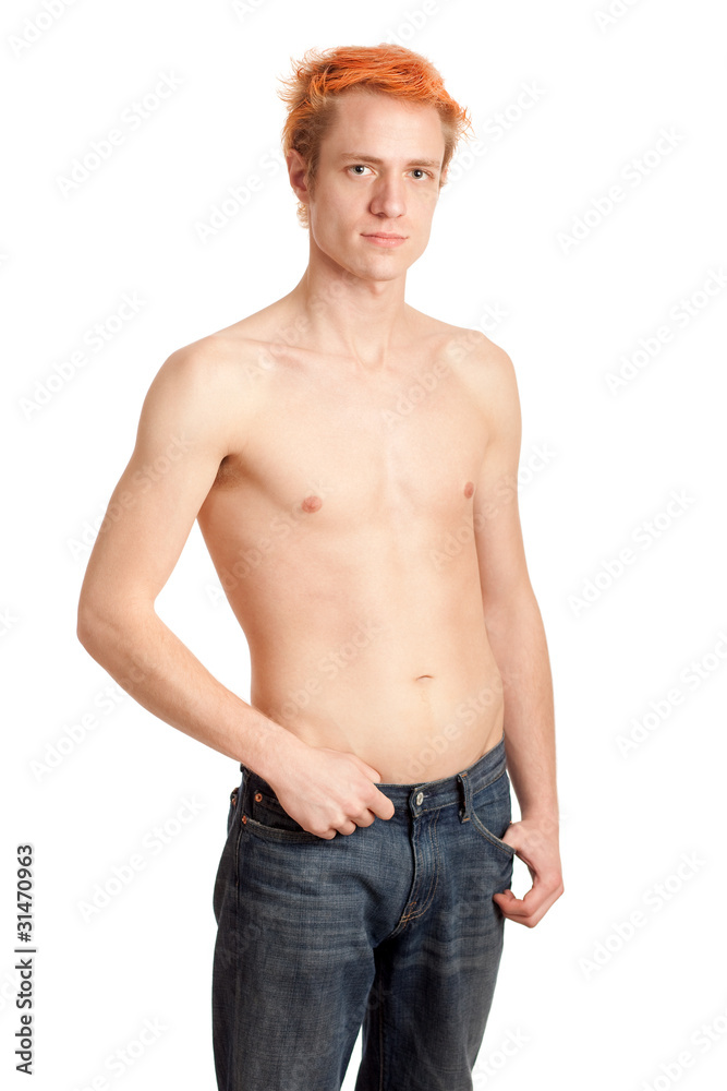 Fototapeta premium Shirtless Man in Jeans