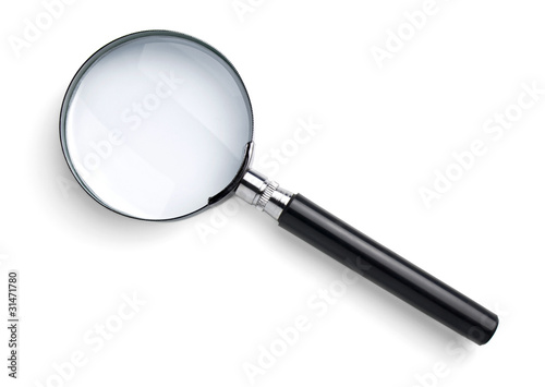 Magnifying glass isolated on white with soft shadow