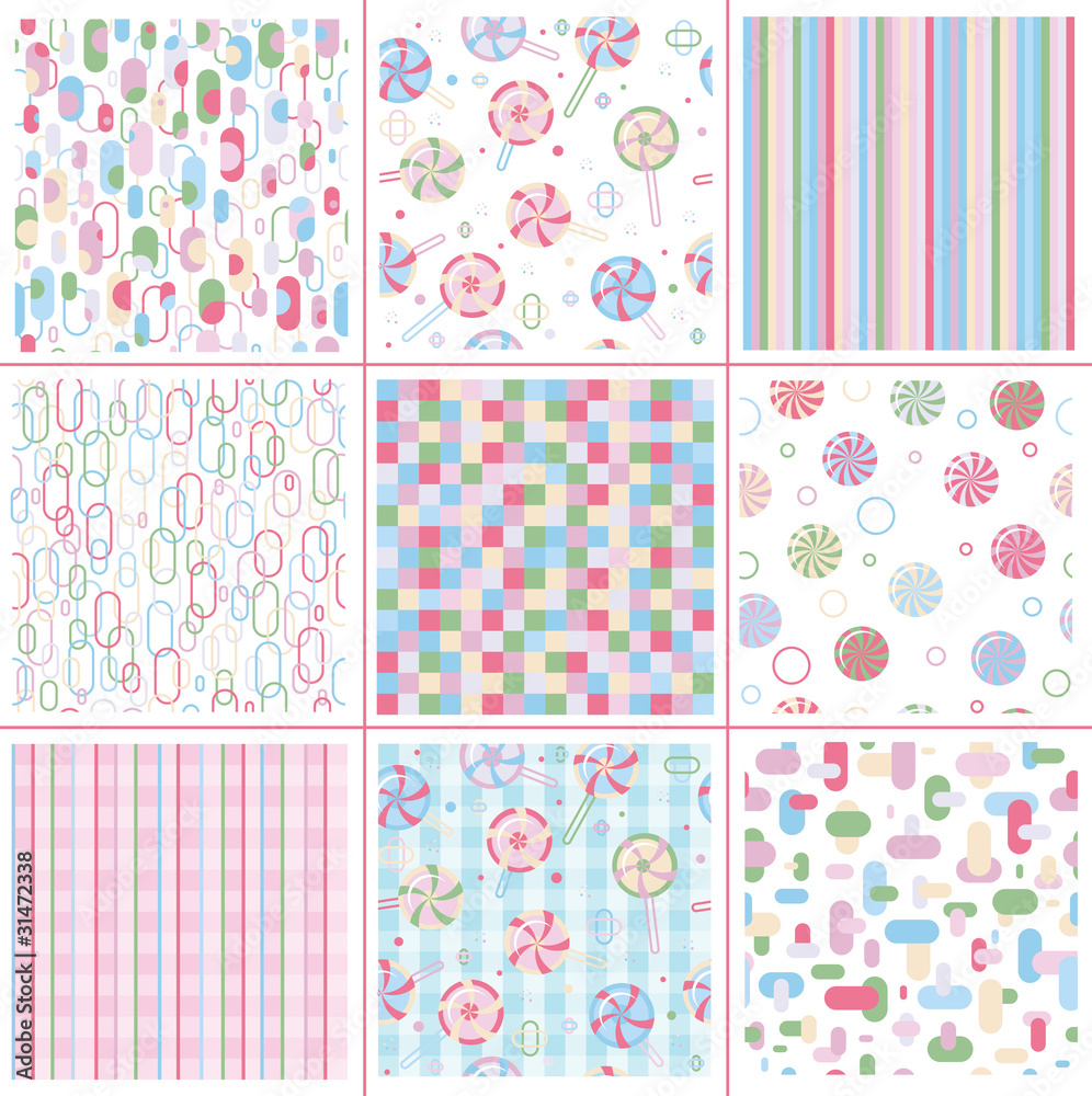 Seamless sweet patterns for design.