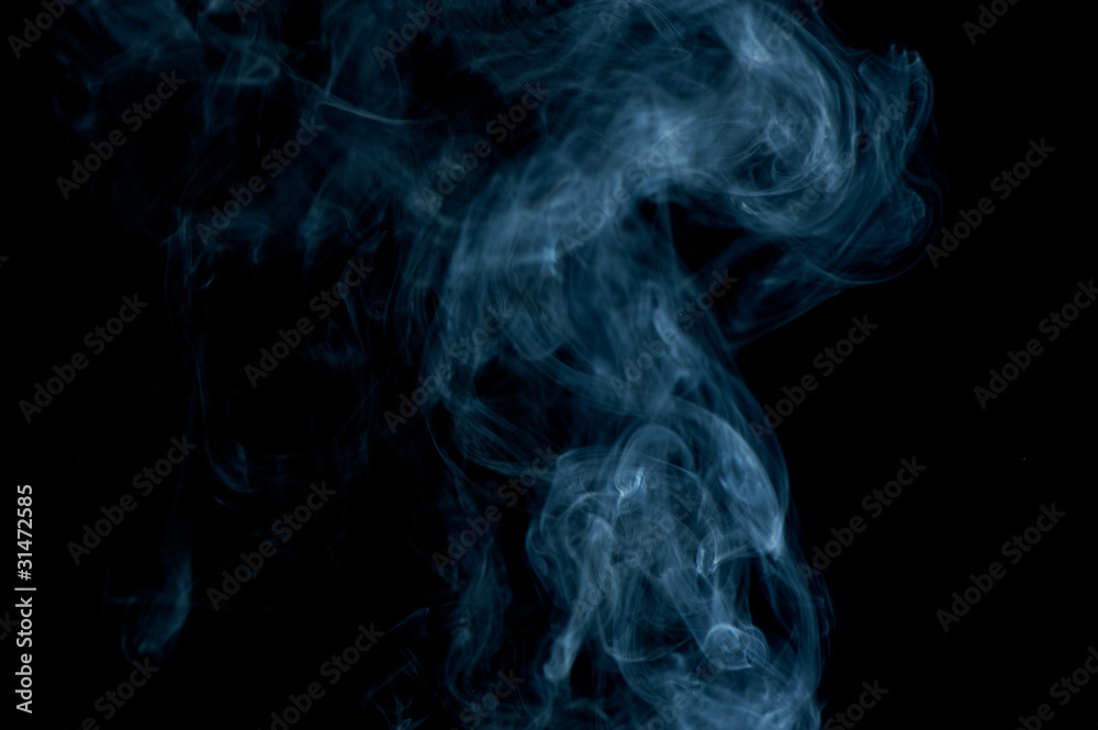 Abstract blueish smoke on black Abstract blueish smoke on black