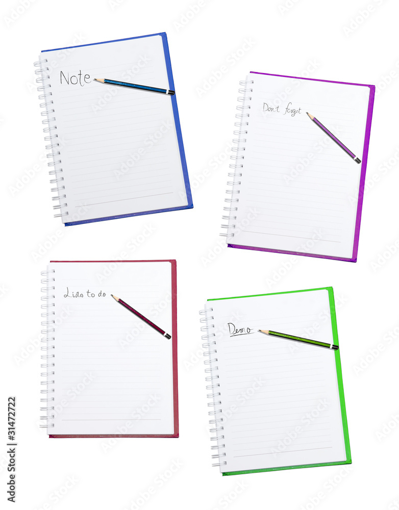The set of book with note and pencil The set of book with note and pencil