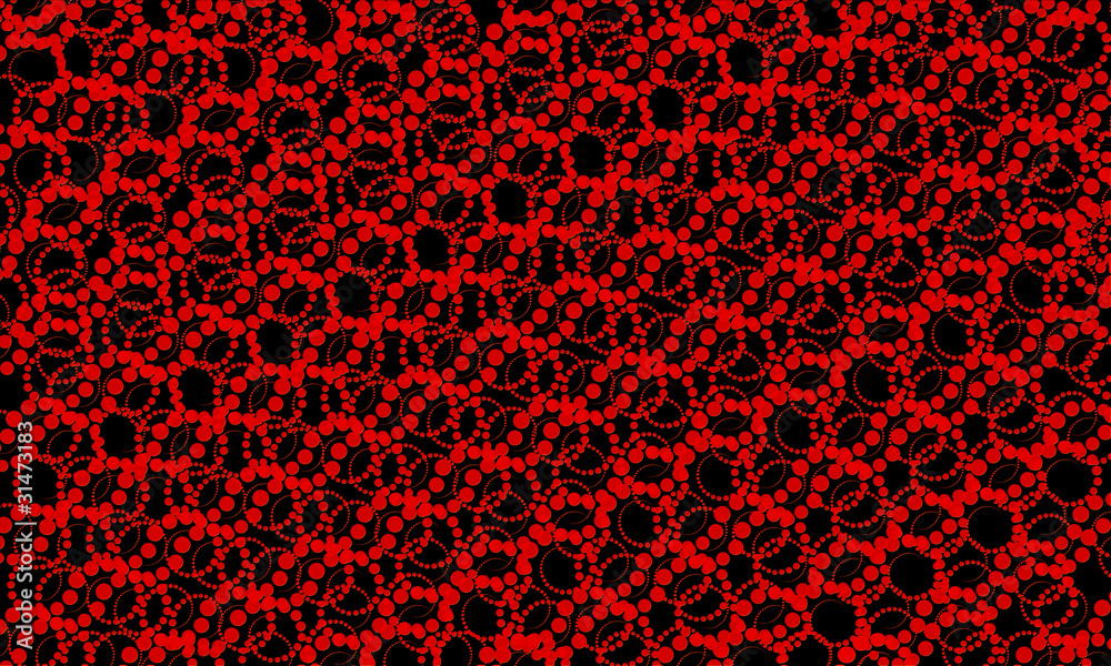 Abstract seamless diagonal red spiral patterns on black