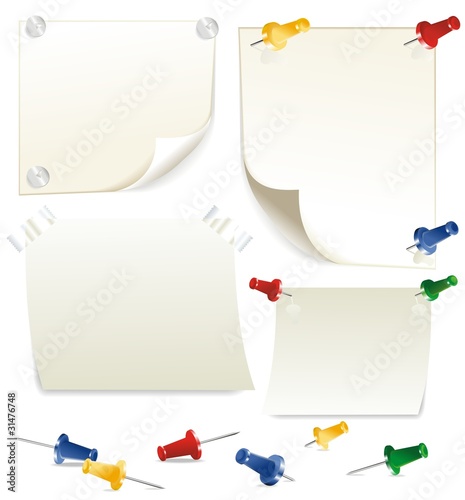 paper sheets with pushpin