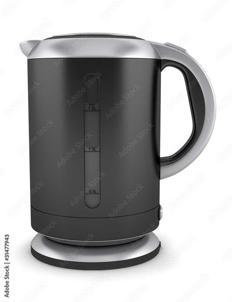 black electric kettle isolated on white background